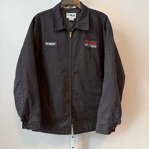 Vintage Toyota Mechanic work Jacket UniWear by UniFirst sz L-RG Black